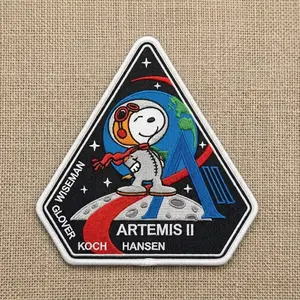 Artemis II Mission Puppy Patchs, Embroidered Iron On Patch, Artemis 2 Space Patchs, Moon Mission Badge
