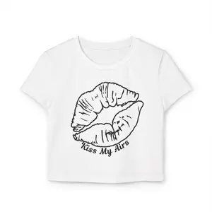 Kiss My Airs Women's Baby Tee – Trendy Crop Top, Casual Wear, Fashion Statement, Gift for Her, Summer Style