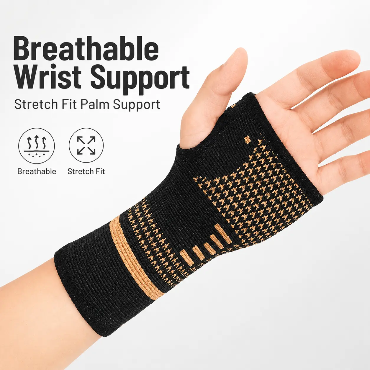 Knitted Compression Wrist Brace Sleeve (1 Pair), Breathable Hand Support with Thumb Hole for Men, Women & Youth Biking, Check Size Chart, All Seasons, Easy Movement, Flexible, Knit Fabric, Typing, S, No, One Pair
