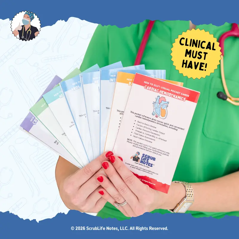 ICU Pocket-Sized Critical Knowledge Quick Ref. Clinical Reference Card Set - 8 Compact Foldable High Clarity Paper Cards, Durable Bundle for ICU Nurses, New Grads | Neuro, Cardiac, Hemodynamics, CRRT, Mismatches Support