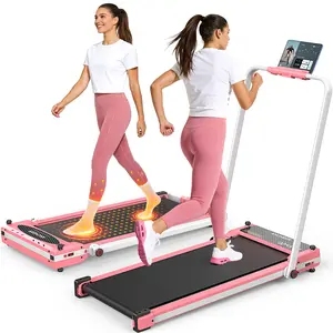 The world's first dual-purpose treadmill that combines running and massage, with a weight capacity of 350 pounds. This foldable under-desk treadmill features handrails, quiet operation, and shock absorption, making it ideal for both home and office use.