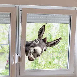 Funny Donkey Window Sticker, Humorous Glass Decal, Animal Theme PVC Static Adhesive, Home Decor, Door and Shop Decoration