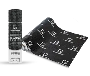 SoundSkins | Classic Black Sound Deadening Kit Double Layer Mat | SSK-CLASSICBLACK | Pure Rubber Butyl & Diamond Embossed Foil, 38.75 sq ft