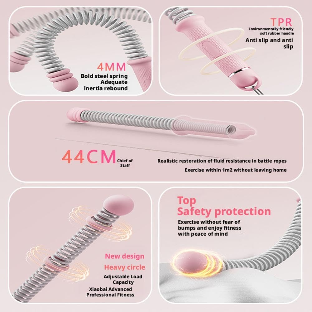 Cordless Battle Ropes with Adjustable Resistance Springs - Weighted Ropeless Battle Rope for Home Gym Exercise, Portable Workout Equipment for Strength Training & Cardio Fitness