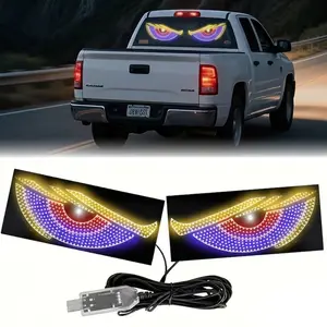 Devil Eyes LED Car Sign, Dynamic Windshield Light USB Powered, Stand Out at Night Easy Install, for Car Shows Night Driving Car Lovers