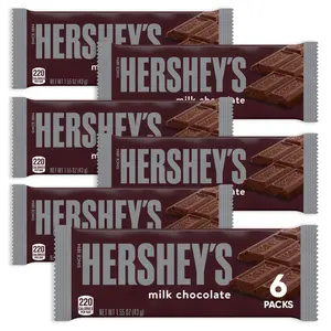 Hershey's Milk Chocolate Full Size Candy Bar, 1.55oz (Pack of 6) Snack Bonbon