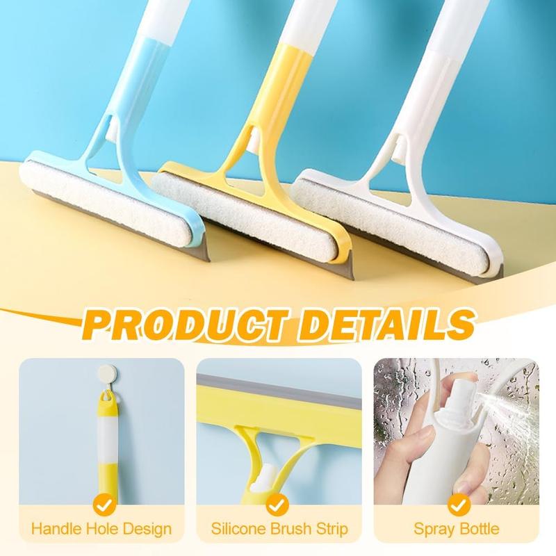 3 in 1 Window Cleaning Scraper Squeegee, Window Cleaning Squeegee and Scrubber with Sprayer for Windows, Car Windshields, Bathrooms, Easy to Clean Without Streaks
