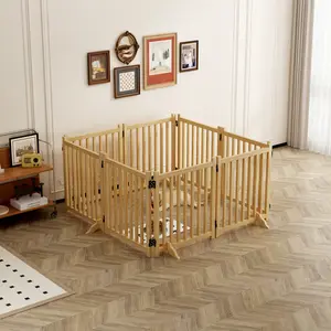 Wooden Freestanding Dog Gates for The House,Dog Gates for Doorways, Stairs,Wood Dog Fences Indoor Pet Gate,Step Over Fence-8 Panel 31"H (PRIME BIG DEAL DAYS)    RR