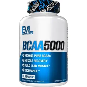 BCAA Amino Acids Supplement for Men, EVL 2:1:1 5g BCAA Capsules for Post Workout Recovery & Lean Muscle, BCAA5000 Branched Chain Amino Acids, 30 Servings