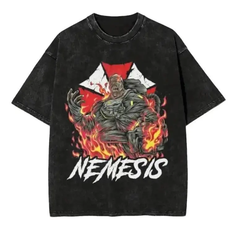 Resident Evil Nemesis Graphic T-Shirt, Black Washed Streetwear Tee, resident evil merch, resident evil shirt, Menswear Womenswear Top