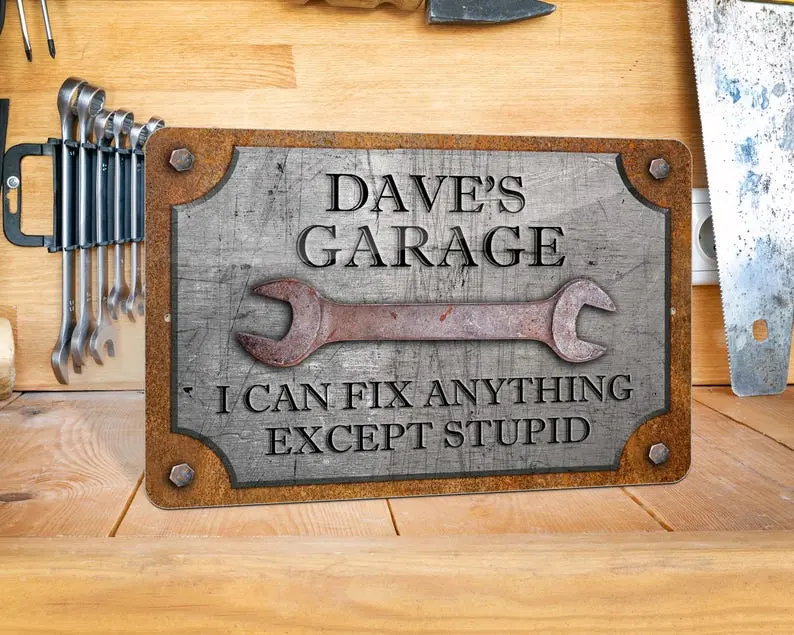 Custom Garage Sign, Personalized Workshop Sign, Father's Day Gift, Gift for Him