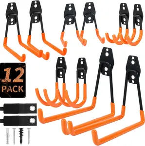 Garage Storage Hooks Heavy Duty Wall Mount Organizer with Cord Straps for Tools Ladders Bikes Ropes Bulk Items Shed Workshop Basement Use dealsforyoudays