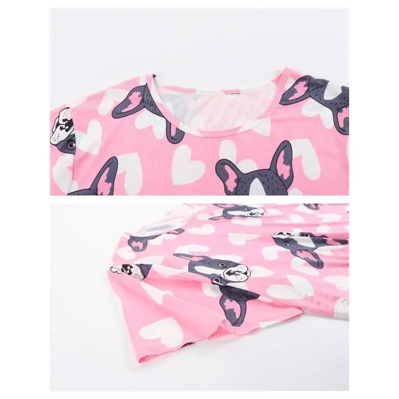 Plus Size?Two-Piece Set?Cartoon Dog Heart Print Tee & Shorts Pyjama Set, Casual Comfy Drop Shoulder?Short Sleeve T-Shirt & Elastic Waist?Shorts PJ Set, Women's Sleepwear for All SeasonsGift Plus Size?Two-Piece Set?Cartoon Dog Heart Print Tee & Shorts Pyjama Set, Casual Comfy Drop Shoulder?Short Sleeve T-Shirt & Elastic Waist?Shorts PJ Set, Women's Sleepwear for All SeasonsGift