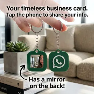 2 in 1 WhatsApp NFC Keychain with mirror - Smart business card -  Phone Sharing & Quick Links - Tap-to-Share Technology - Works with iPhone & Android - Rewritable NFC Chip - Compact Design - Perfect for Digital Business Cards & Social Media Sharing