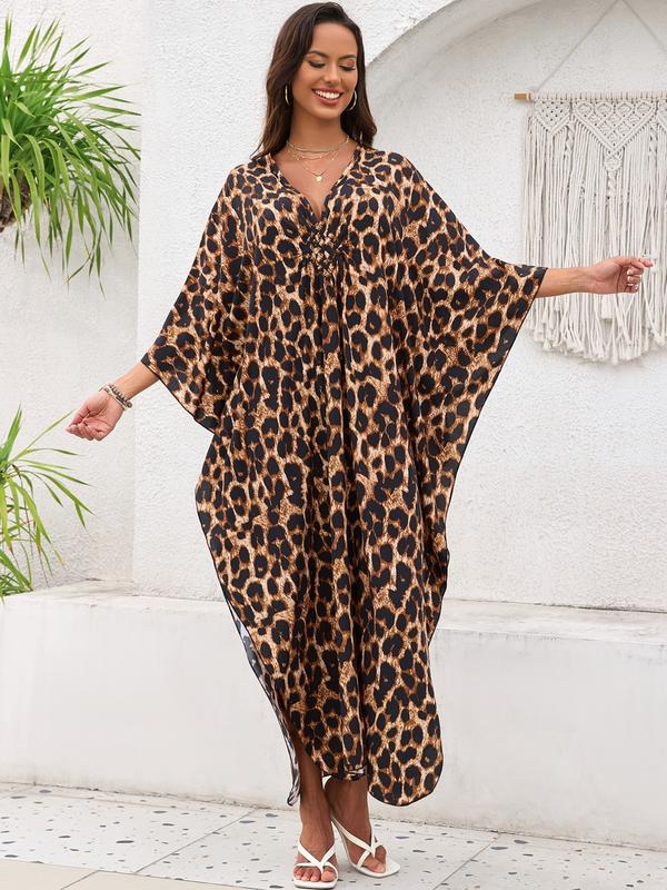 Women's Kaftan Dresses, Boho Casual Kaftan, Plus Size Bathing Suit Cover Up, V-Neck Batwing Design, Batwing Sleeve Kaftan, Loose Fit Moroccan Style, Mumu Dresses