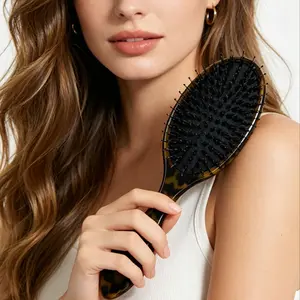 Upgrade Acetate Pig Bristle Air Cushion Comb, Korean Style Luxury Large Massage Comb, Elegant High-End Portable Air Pad Brush