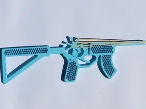 Pocket Ray MK2 - 3D Printed Rubber Band Launcher with Stock & Magazine for Safe Recreational Use Up to 25 ft Range
