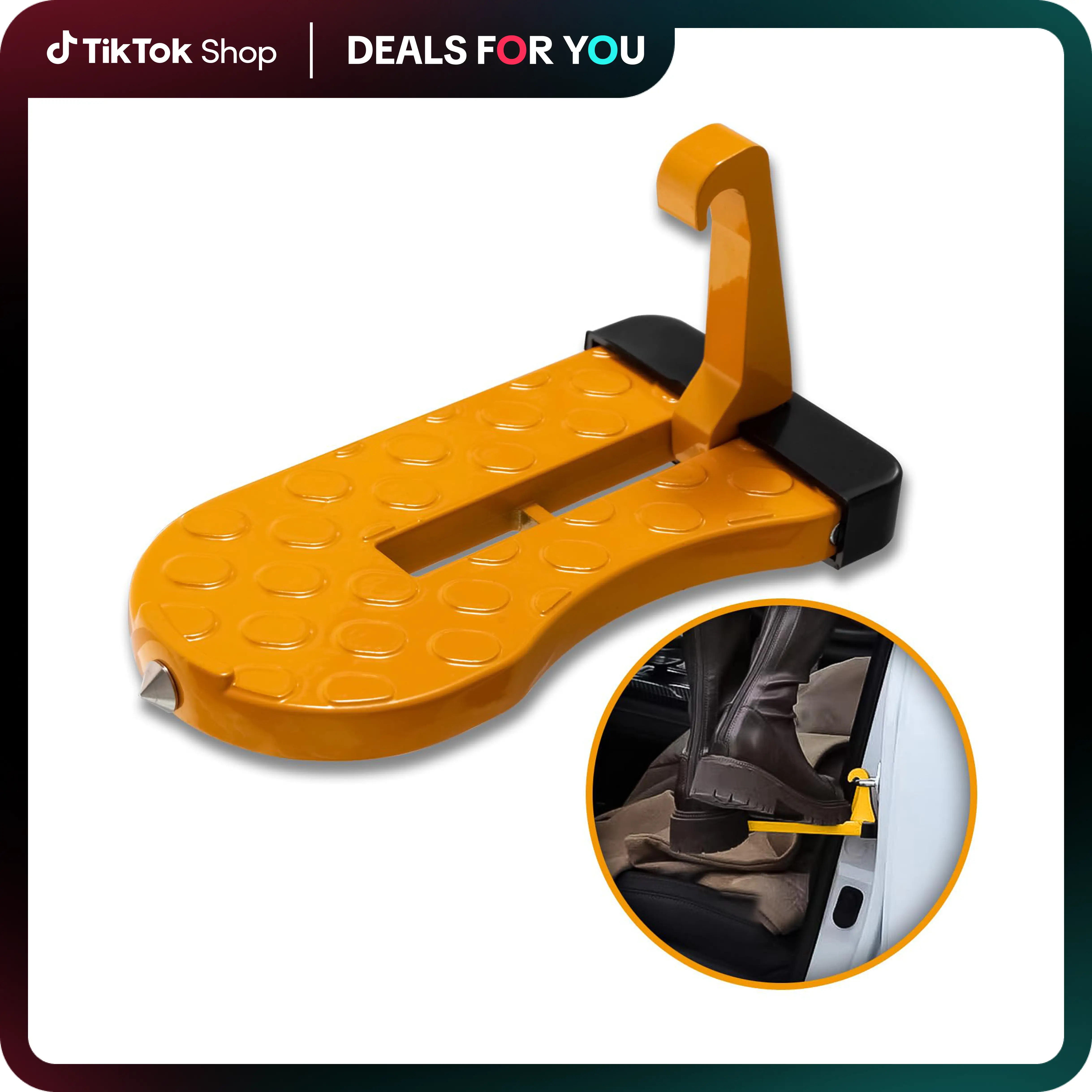 Car Door Step, Safety Hammer Tip with High Destructive Power, Multifunctional & Easy - to - Install Roof Step for Car Fathersdaygift Foot Pedal Interc