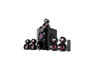Befree Sound BFS-600 5.1 Channel Surround Sound Bluetooth Speaker System with 6.5 in. Amplifier, Red