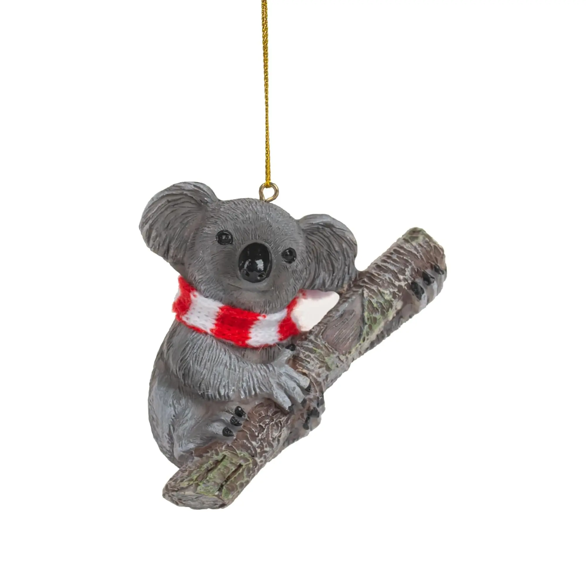 Koala Bear Wearing Candy Cane Scarf Christmas Tree Ornament