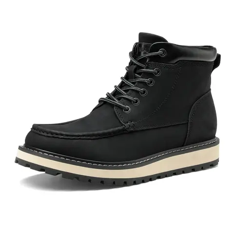 Bruno Marc Men's Moc Toe Leather Fashion Guys Boot - Casual Footwear with Rubber Sole, Summer Vibes Shoes