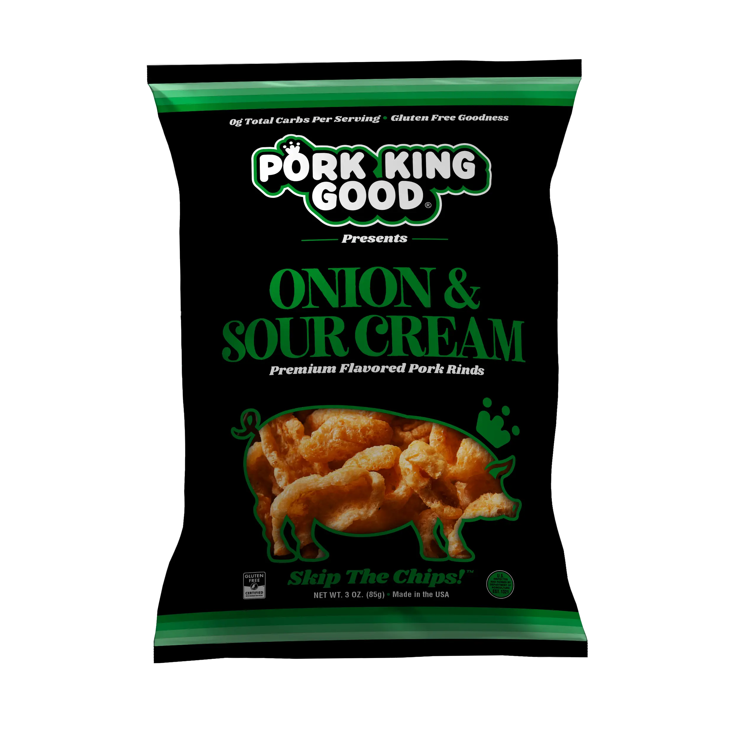 Pork King Good Onion & Sour Cream Pork Rinds - 3 oz