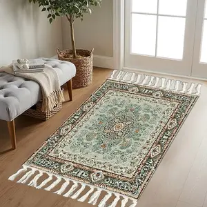 1pc 100% Polyester Fiber Woven Entry Mat, Anti-Slip Threshold Rug, Multi-Use for Front Door, Kitchen, Courtyard, Easy Clean, Detachable Wall Decor