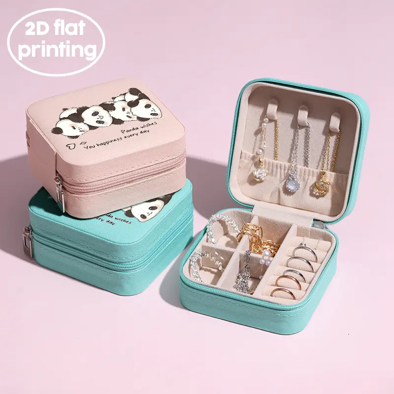 Compact Jewelry Storage Case for Travel - Adorned with Panda Design, Perfect for Organizing Rings, Pendants, Earrings, Necklaces, And Bracelets. Ideal Gift for Women And, Great for Jewelry Display And Packaging