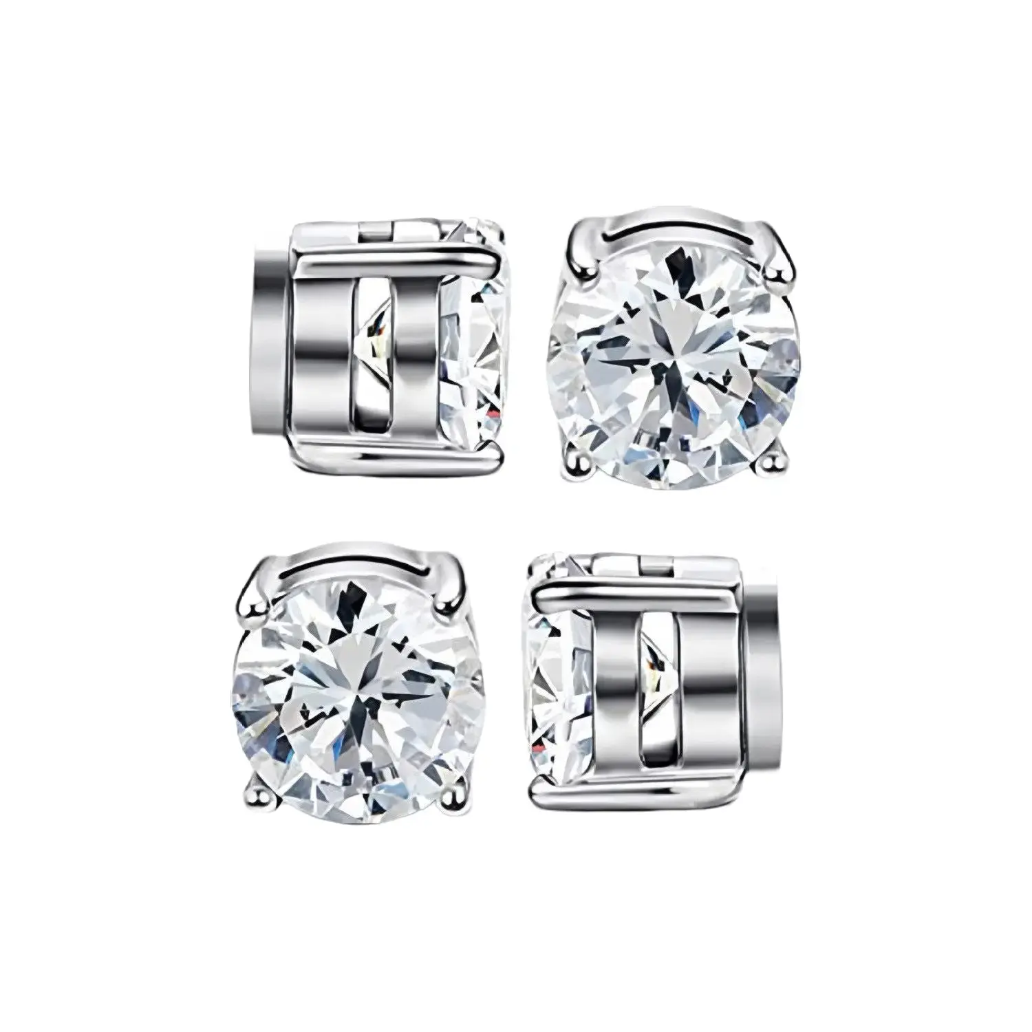 6mm Zirconia Stud Magnetic Ear Clips, Stainless Steel No Ear Hole Fake Earrings, Fashion Jewelry Earrings for Decorative