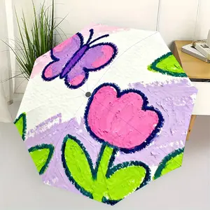 Child-Friendly Painted Butterfly Umbrella, Automatic Open-Close Folding Design, UV Protection, Ideal for Outdoor Activities