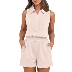 ANRABESS Romper for Womens 2026 Summer Dressy Casual Sleeveless V Neck One Piece Short Jumpsuit Lounge Overalls Travel Outfits Clothes