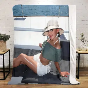 Summer Beach Yacht Printed Cute Cartoon Plush Blanket Suitable for All Seasons, Soft and Comfortable Sofa Mattress Office Outdoor Blanket Camping Travel Home Blanket Black Friday Christmas Gift C322