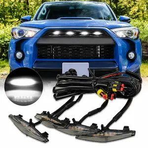 4x Raptor Style Grill LED White Lights Kit, Compatible with 2014-2024 4Runner , Automotive Decorative Lighting Assembly Component