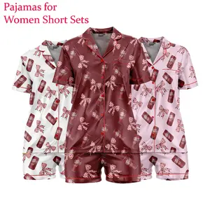 Dr Pepper Satin Silk Pajama Set- Soft and Alluring Nightwear, Loungewear, Homewear, Womenswear Christmas Gift  , Gift for Mom, Gift for her Pjs Comfort
