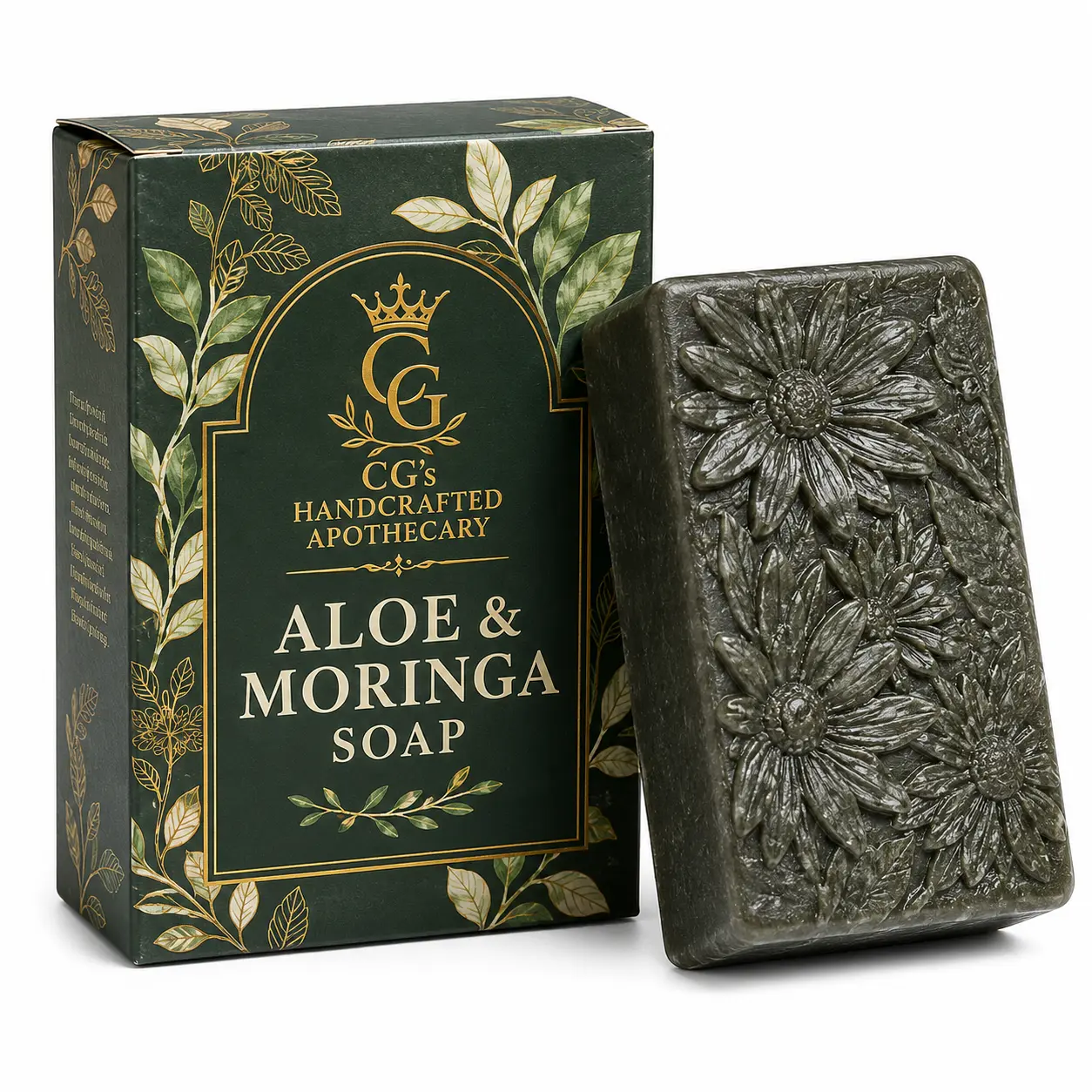 Handcrafted Aloe-Moringa Botanical Soap Bar with Shea Butter, Hibiscus & Oatmeal - Vegan Bath Soap - CG's Apothecary by Esh-har
