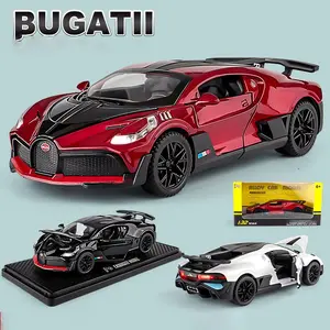 1:32 Scale Bugatti Divo Alloy Car Model, High Transparency PC Windows, Sport Wheels, Desktop Decoration, Super Car Collection Gift