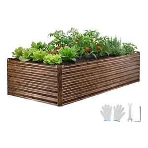 VEVOR 1 Pack Galvanized Raised Garden Beds, 8x 4x 1 ft, Rectangular Metal Planter Boxes Kit Outdoor, Bottomless Elevated Planting Box with Gloves, Alu - Zinc, for Growing Flowers Vegetables, Dark GrayVEVOR Super Brand Day