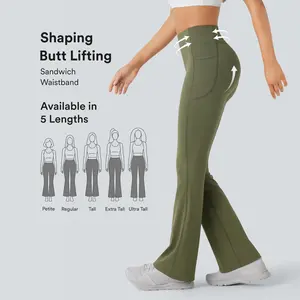 Halara UltraSculpt High Waisted Scrunch Butt Lifting Tummy Control Pocket Shaping Yoga Bootcut Leggings
