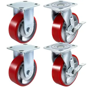 VEVOR 4 Pack Swivel Caster Polyurethane 6" x 2" on Steel Wheel Brake (2) Rigid (2) VEVOR 4 Pack Swivel Caster Polyurethane 6" x 2" on Steel Wheel Brake (2) Rigid (2)