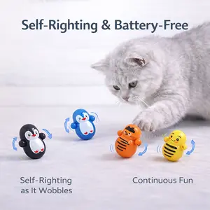 5-Piece Cat Shaking Toy Set, Indoor Use Only, Self-Rolling Cat Toys, No Battery Needed, Random Styles, Lightweight Plastic Interactive Playthings