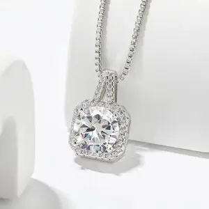 ��Must be��S925 Silver Premium Moissanite Necklace - New Release, 2-5ct Options | Free Necklace Chain Upgrade | Elegant Timeless Jewelry Gift for Men & Women | Genuine Certificate of Authenticity | dealsforyoudays Gift, Dainty/Statement Style