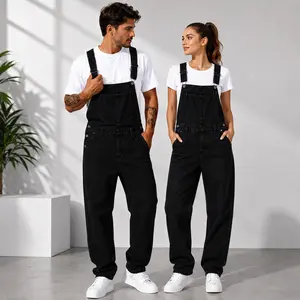 ESDVQ Denim Bib Overalls for Men and Women - Wide Leg Jumpsuit Meanswear Clothes, Multiple Pockets for Daily Wear,Couple Outfit for All Seasons