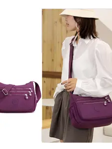 Multi-layer lightweight shoulder crossbody bag, Adjustable Crossbody, large capacity mom bag, portable wallet bag, oxford cloth & canvas women's bag