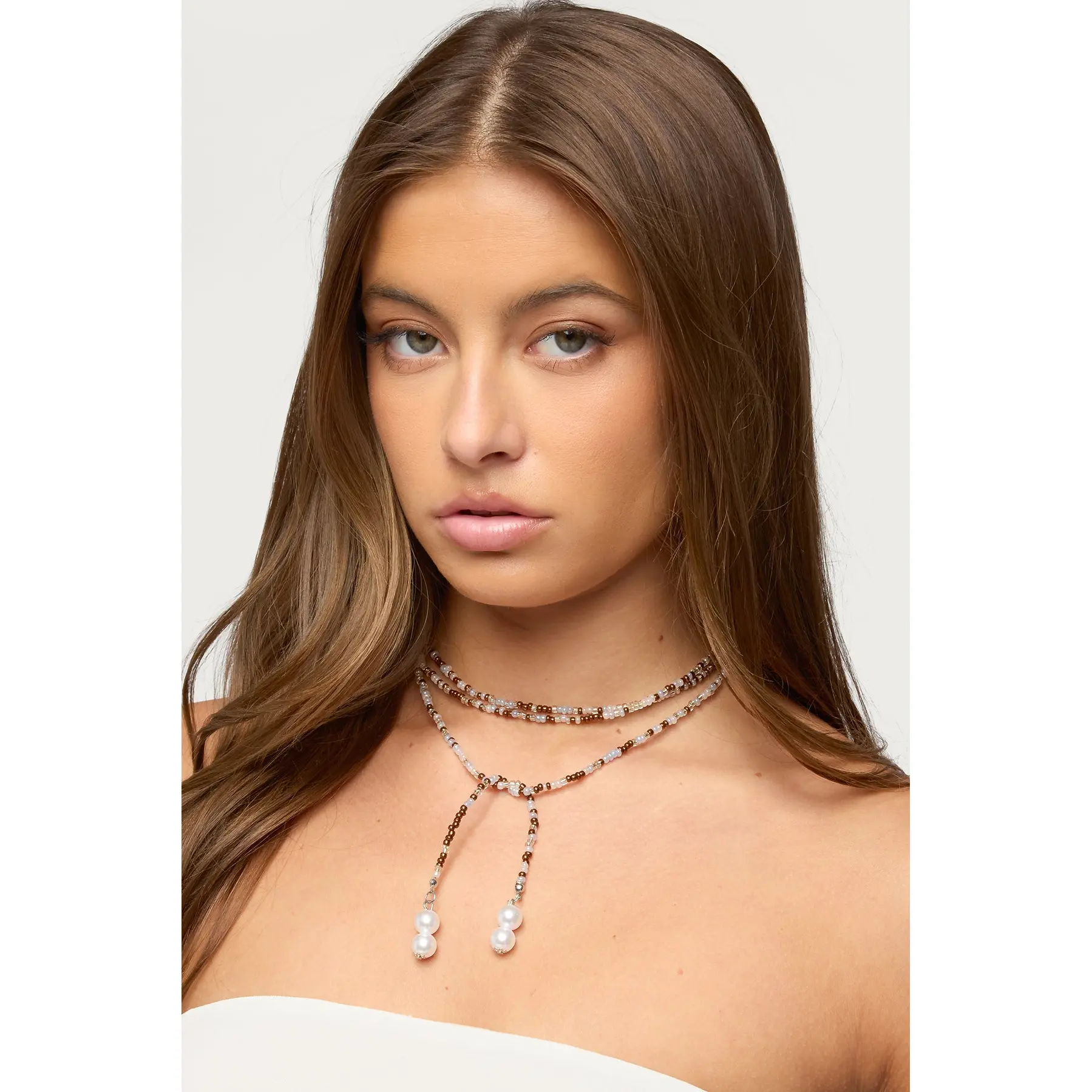 Pearly Beaded Wrap Necklace
