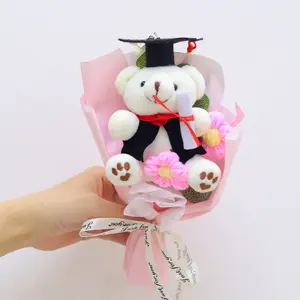 Graduation Bear Bouquet for 2026 Graduation， Doll Knitted Flowers Unique for Graduates for Graduation Parties Celebrations, Decoration and Photo Props, Graduation Gifts
