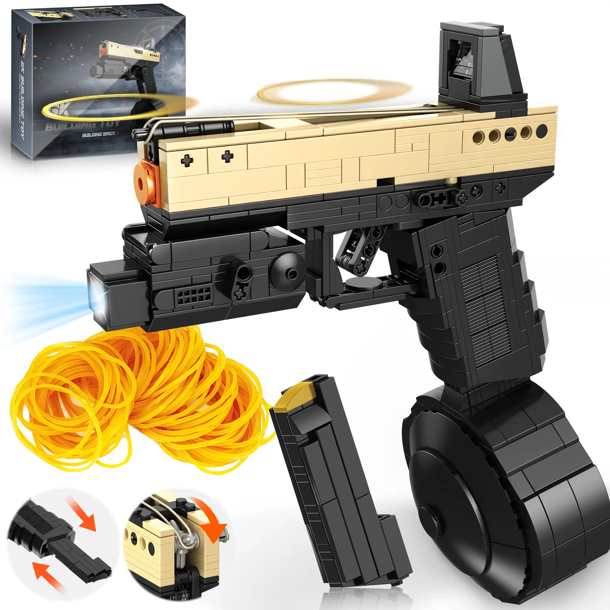 TOKMOC Rubber Band GK Classic Model Toy Building Block Set,STEM DIY Rubber Band Assembling Toy,Collecting Building and Gifting Model for Outdoor Game