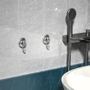 2PCs Reusable Easy To Install Heavy-Duty Polished Organization Suction Cup Hooks Bathroom Shower Chrome-Plated