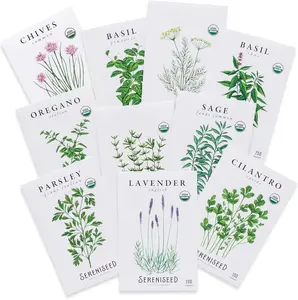 The Ultimate Organic Herb Garden Kit!  10-Pack Certified Organic, Non GMO, Heirloom Herb Seeds: Basil, Cilantro, Oregano, Thyme, Parsley, Lavender, Chives, Sage & Dill – For Indoor & Outdoor Planting + Seed Starting Video!