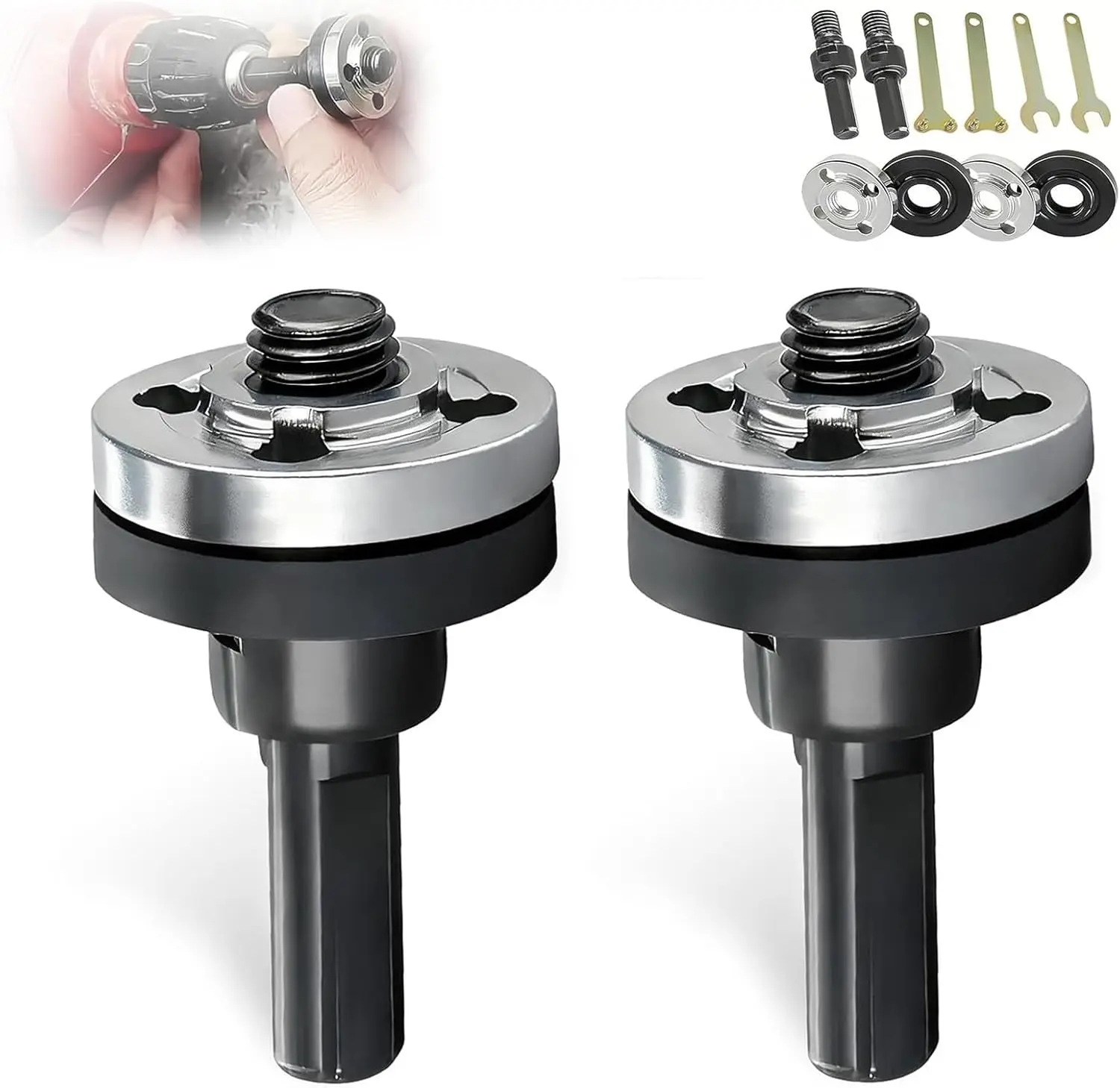 Angle Grinder Connector Set, 2 sets Electric Drill Angle Grinder Connecting Rod Set, New Angles Grinder Tool Drill Arbor Mandrel Adaptor (10mm)