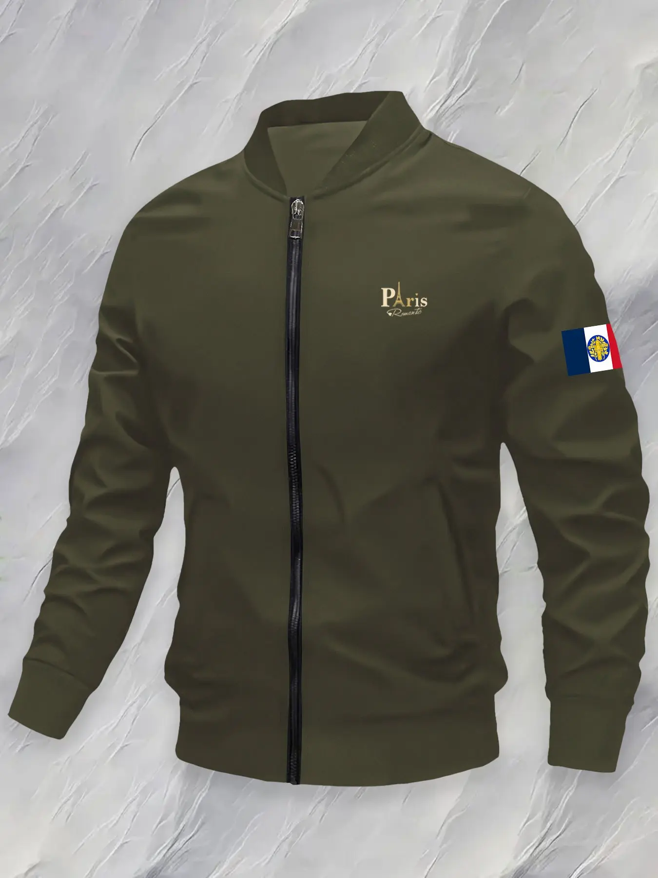 Men's French Theme Pilot Jacket, Paris France Flag & Eiffel Tower